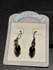Southwest Sterling Black Gemstone Drop Dangle Earrings