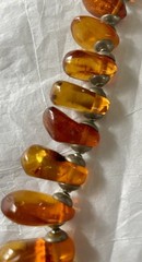 Amber Baltic Honey Cognac Necklace Choker 81.7g Rare VTG Silver Plated Read