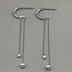 Sterling Silver 925 Women’s Earrings Pierced Crystal Pearl