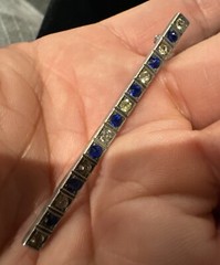 Vintage Art Deco Sterling Silver Top Rhinestone Bar Brooch beautiful!!!