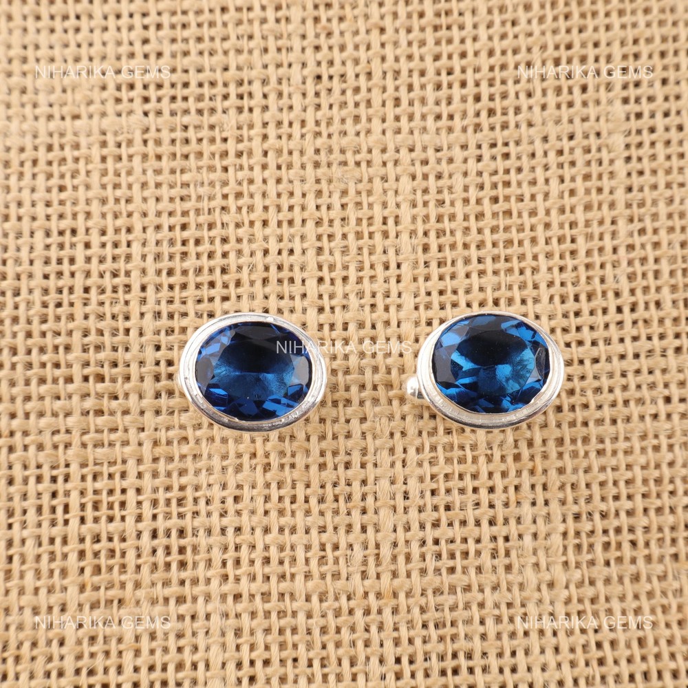 London Blue Topaz Stone Statement December Cufflinks Jewelry 925 Sterling Silver