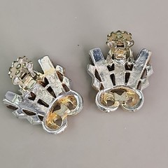 Vintage Necklace Clip On Earrings Set Brown Logs Gold Tone SHORT 13″