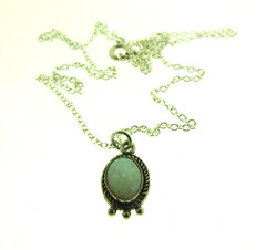 Vintage Fire Opal Pendant Neclace 925 Silver .75*18