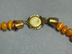 Vintage Baltic Amber Statement Necklace 46.9g Graduated Teeth Beads Cognac Honey