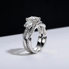 2.9Ct Princess Cut Lab Created Diamond Wedding Bridal Ring Set 14K White Gold FN