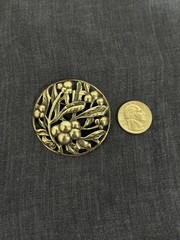 VTG Sterling Silver .925 Round Berry Brooch Cast c. 1950s Estate Jewelry 2.25 in