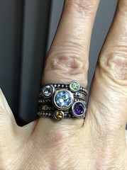 21. T&Co Town and Country Sterling 925 14K Stackable Gemstone Rings 6-6.25s, 5pc