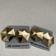 Vintage Mb Michael Brooke Pierced Earrings Set Of 2 Gold Tone 1980’s New