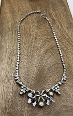 Vintage 1950’s Lind- Gal or LG Rhinestone/ faux pearl necklace & earrings set
