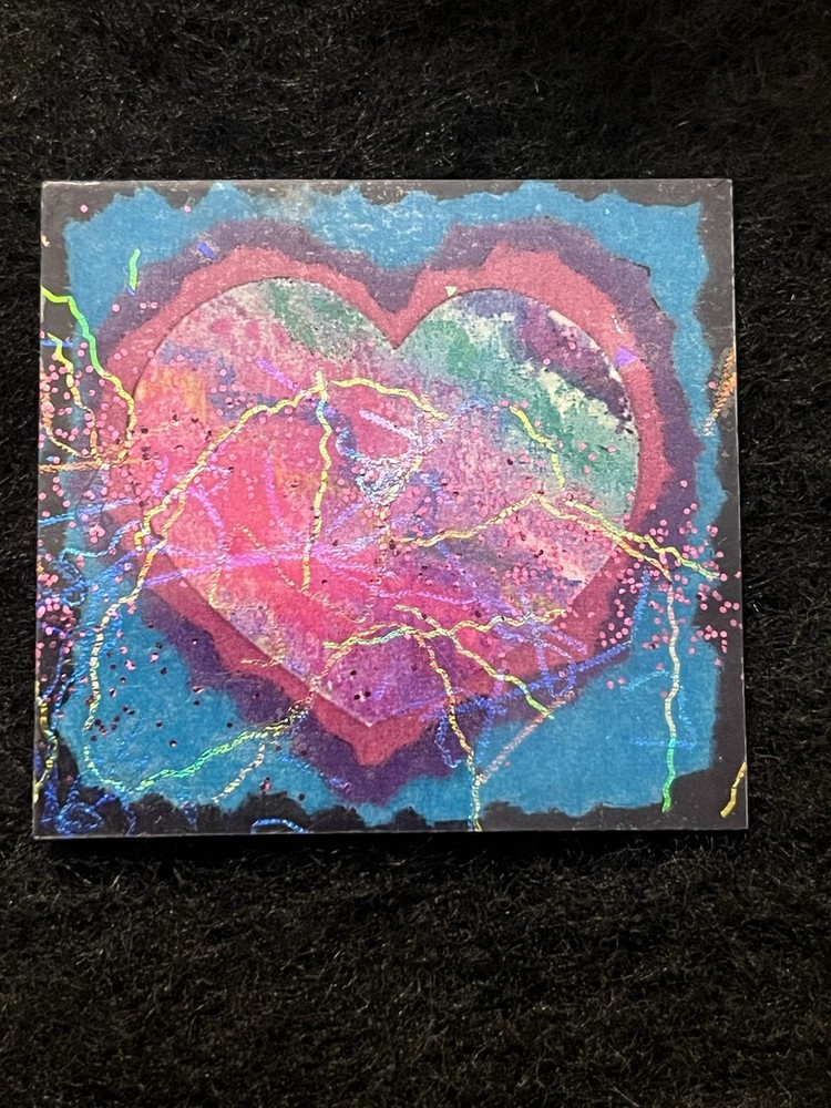 Vintage Glitter Art Heart Pin – 2.5″ x 2.5″ – From Beverly Hills Estate Sale
