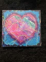 Vintage Glitter Art Heart Pin – 2.5″ x 2.5″ – From Beverly Hills Estate Sale