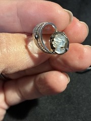 Vtg Sorrento Silver Cameo Scewback Earrings Mother Of Pearl Marked