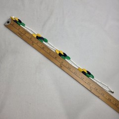 Vintage Colorful Beaded 32″ Necklace Blue Green Yellow White Boho Bohemian MCM