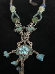 Vintage H. Dublin Signed Necklace Dangle Crystal Multicolor Bead Statement 18”
