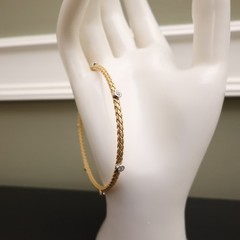 JCM Jewelry bracelet 18K yellow gold clad 925 sterling silver DMQ station 7.25in