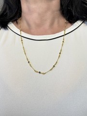 Estate 18K Yellow Gold & Blue Sapphire Fancy Ornate 25″ Layering Chain Necklace