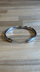 Vintage Etched Sterling Silver Bangle Victorian Style About 7 Inches Signed