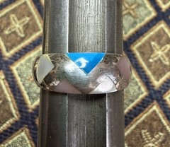 Vintage Sterling Silver Stone Inlay SIZE 8.75 SU Silver Unlimited Mexico