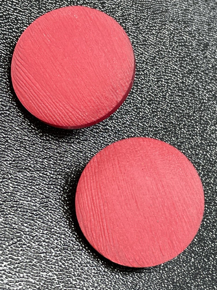 Vintage 1.1” Red Enameled Wood Round Clip Earrings