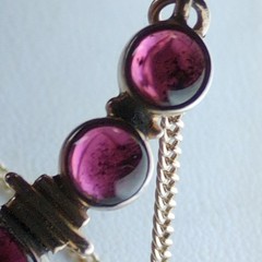 Vintage Sterling Silver Purple Rhodolite Grape Garnet Cabochon Necklace 18″ Bali