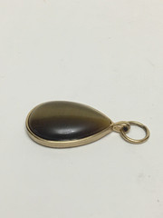 Tiger Eye Stone Pendant With Gold Tone