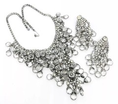 JULIANA Delizza & Elster Bezel Set Crystal Bib Necklace Earrings Vintage Jewelry