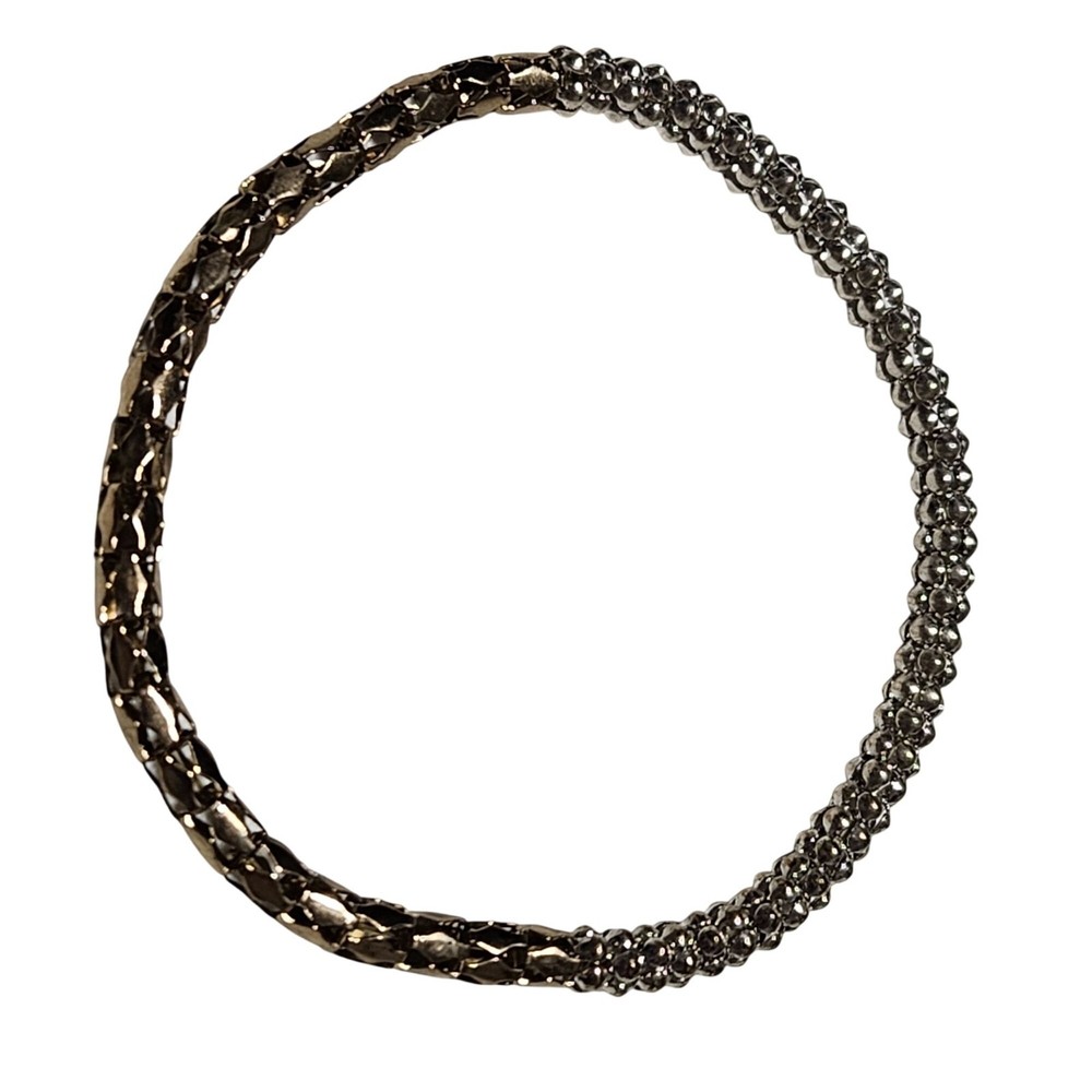 Vintage 1968 Two Tone Gold Silver Chain Bangle Bracelet Retro Fashion Jewelry