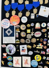 Vintage Gold & Silver Tone Assorted, Marketing, Flag, Music Pin Back Lot Of 75+