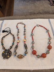 Vintage Boho Necklace Lot Tribal ethnic tibetan style lot of three