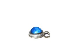 Old Ethnic Tribal Silver Pendant Set w Cobalt Blue Oval Copal Cabochon, Nepal