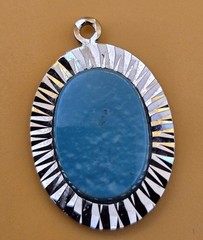 Vintage Walter C Hayward Sterling Silver Oval Sunburst Turquoise Pendant 1 1/8″