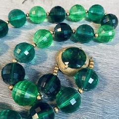 Vintage Green Lucite Statement Necklace Mid Century Boho Chic Bohemian 18”