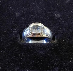 Vtg Rare Oval Diamond Simulant CZ Solitaire Ring sz 7 925 Sterling 4g Exc Cond!