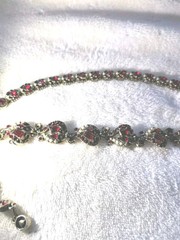 Vintage Hollycraft COPR 1953 choker and bracelet set. Rhinestones, Faux pearls