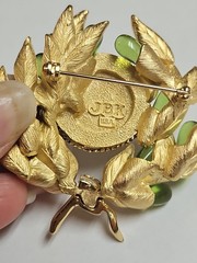 Vtg JBK CAMROSE & KROSS Jaqueline Kennedy Signed JBK USA Greek Coin Brooch