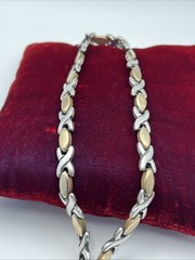 VTG 925 Sterling Silver Gold Vermeil XO Link 15.5” Chain Necklace Mexico 55g