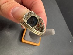 Vtg 925 Sterling Silver Blue Topaz Glass Cocktail Ring Ornate Filigree Size 10