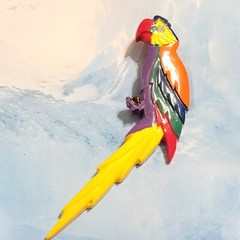 Large Parrot Bird Brooch Pin 5″ Vintage Colorful Retro Macaw Jewelry sab-