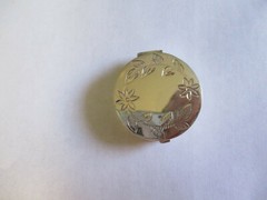 Sterling Silver 925 Pill Box round shape engraved top flat 1-3/8 wide 3/8 high