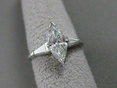ESTATE 1.51CTW MARQUISE DIAMOND PLATINUM CLASSIC ENGAGEMENT RING EGL USA #18830