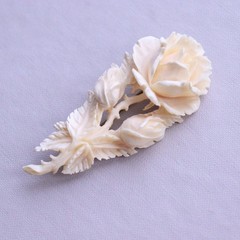 Antique Vintage Carved Cow Bone Rose Brooch Flowers – NO TARIFF