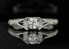 2Ct Art Deco Style Lab Created Diamond Engagement Wedding 14K White Gold FN Ring
