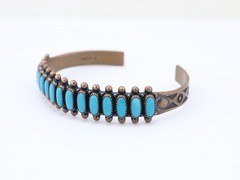 6.5″ Vintage WM Wheeler Turquoise Gemstone Copper Cuff Native Mexico Bracelet