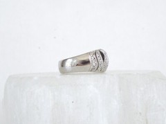 Antique Style Sterling Silver 925 Simulated Sapphire CZ Unique Ring Size 8