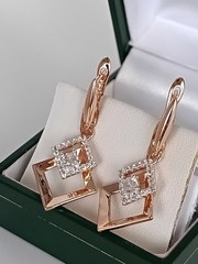 Vintage 1990-s 14 Ct Rolled Gold Zircons Earrings-Hallmarked 585 RG