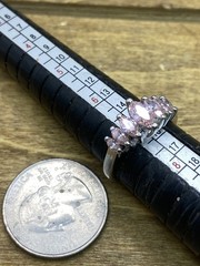 Vintage RS Covenant Pink Marquise Cut Cz Sterling Silver Cocktail Band Sz.7
