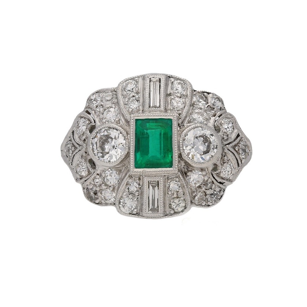 1.20Ct Green Ractangle CZ Antique Engagement Ring Solid 925 Sterling Silver