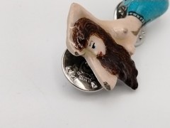 Vintage GG Harris Fine Pewter Mermaid Pins Lot of 2 Gold Plated Hand Painted