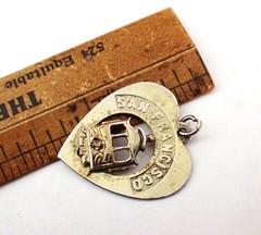 Vintage San Francisco Heart Charm w/Street Trolley or Streetcar Sasco Sterling
