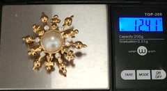 Marvella brooch Gold Tone Faux Pearl Star Crest Sword Shield Starburst